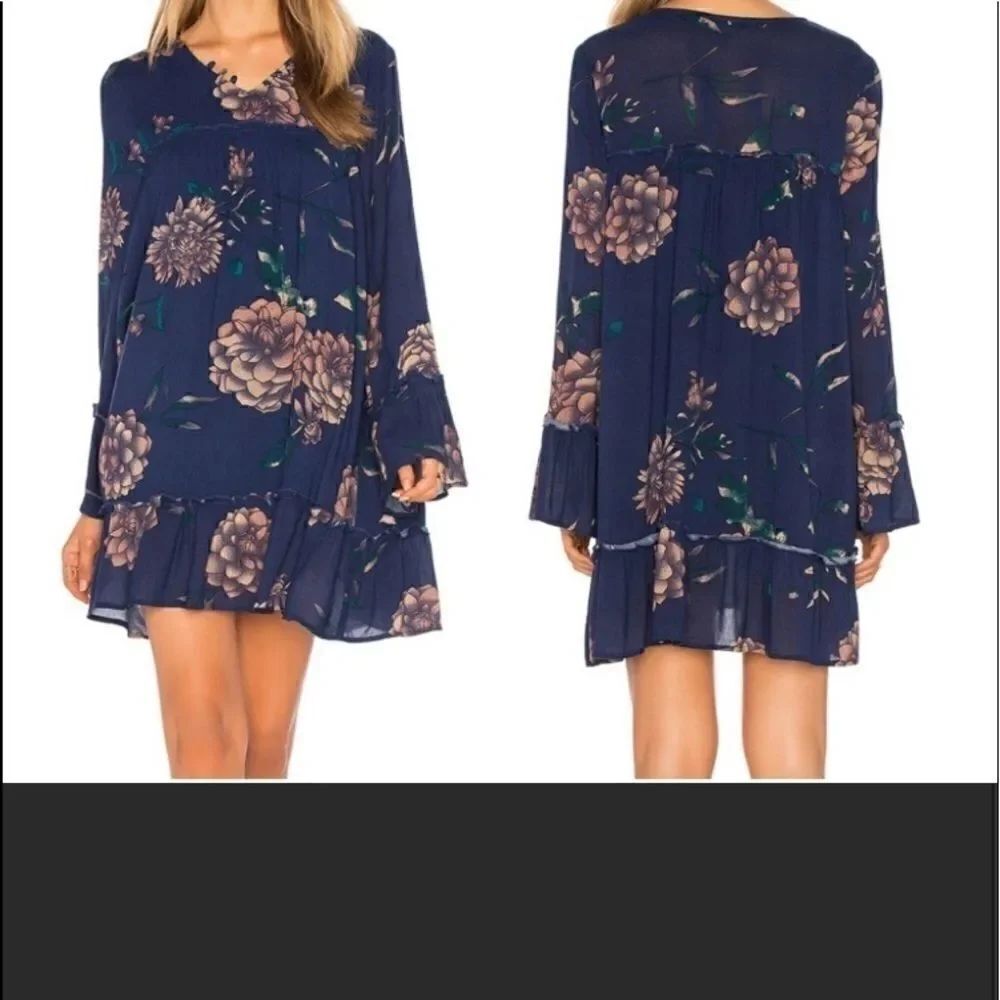 Knot Sisters Langley Navy and floral print dress
